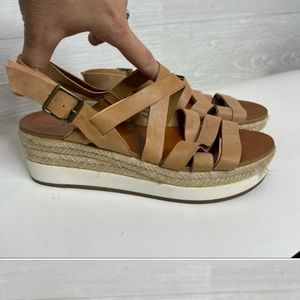 Lucky brand jokepa tan platform espadrilles ankle strap sandal 9